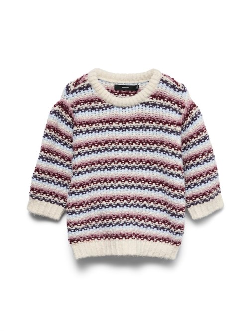 VM Cella Strikbluse med 3/4 ærme, stribet, bordeaux